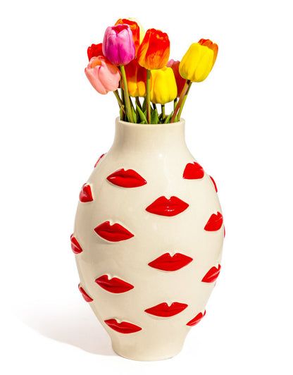 Large Red Multi-Lip Vase - Stunning Ceramic Decorative Vase | Sign of the times Stoke