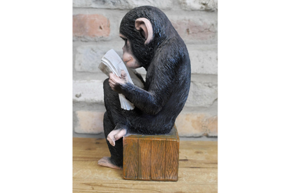 Monkey Reading the News - Charming Resin Figurine | Sign of the times Stoke