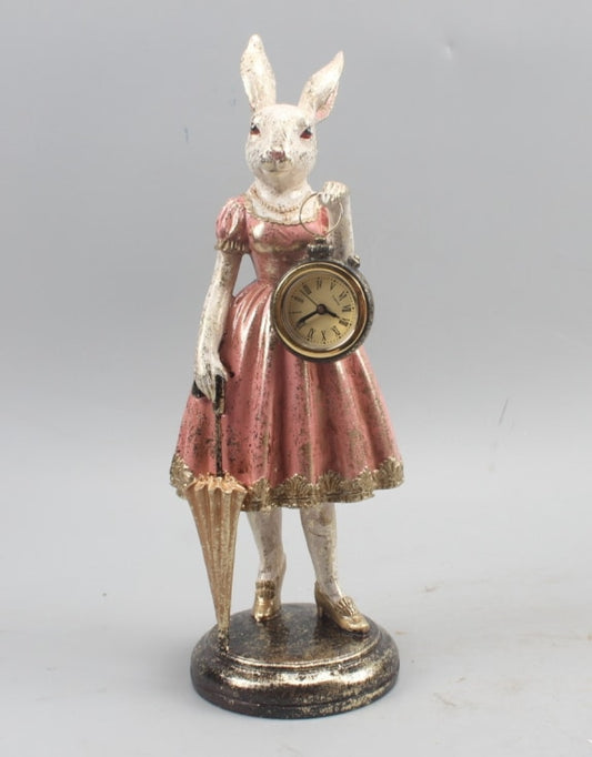 Lady Rabbit Standing Clock Figure – Whimsical Decorative Timepiece | Sign of the times Stoke