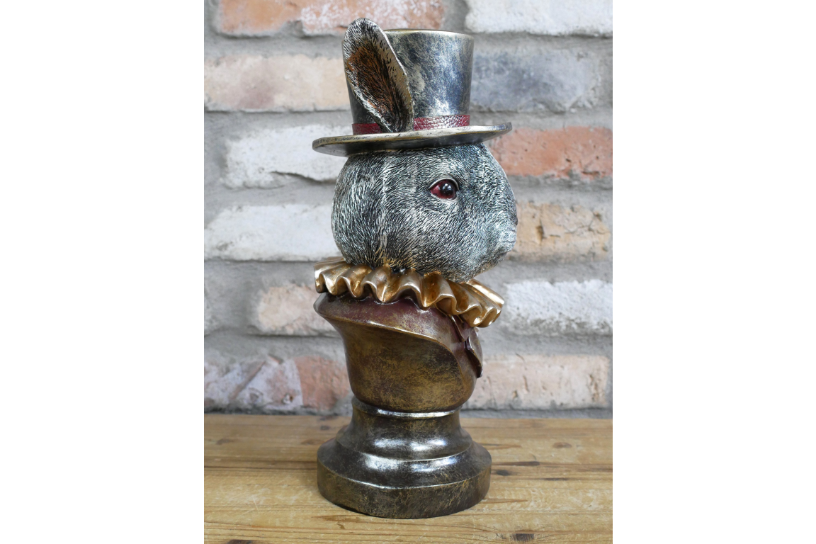 Charming Rabbit Bust with Top Hat – Detailed Resin Sculpture | Sign of the times Stoke