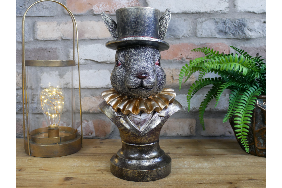 Charming Rabbit Bust with Top Hat – Detailed Resin Sculpture | Sign of the times Stoke