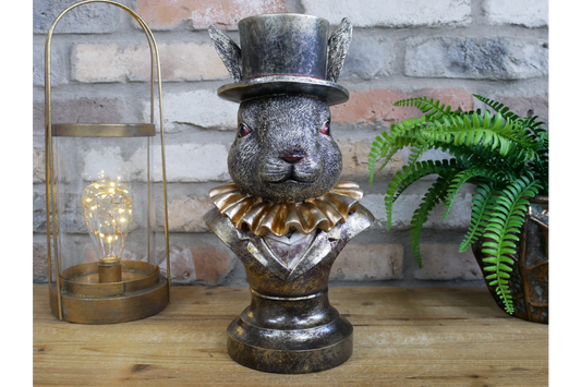 Charming Rabbit Bust with Top Hat – Detailed Resin Sculpture | Sign of the times Stoke