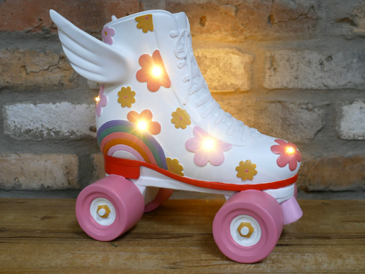 Light-Up Flowered Roller Skate Ornament - Colourful LED Decor for Home or Office | Sign of the times Stoke