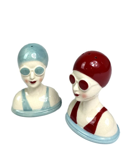 Set of Ceramic Beach Swimmers Salt & Pepper Shakers – Coastal Tableware | Sign of the times Stoke