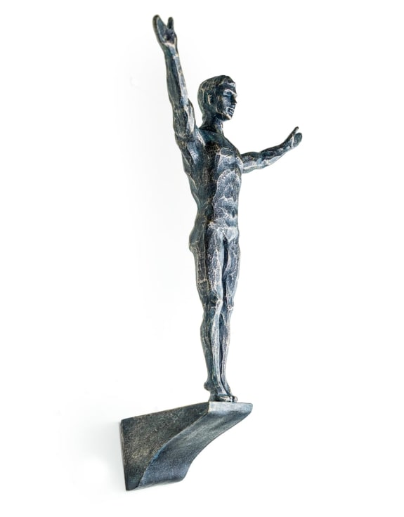 Set of 3 Antique Grey Rock Climbing Men Figures | Bold Wall Sculpture Trio | Sign of the times Stoke