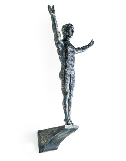 Set of 3 Antique Grey Rock Climbing Men Figures | Bold Wall Sculpture Trio | Sign of the times Stoke
