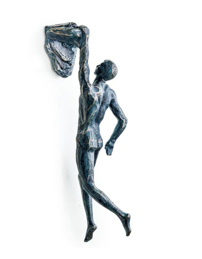 Set of 3 Antique Grey Rock Climbing Men Figures | Bold Wall Sculpture Trio | Sign of the times Stoke