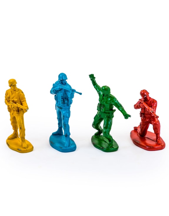 Set of 4 Classic Toy Soldier Coloured Figures | Bold Nostalgic Decor | Sign of the times Stoke