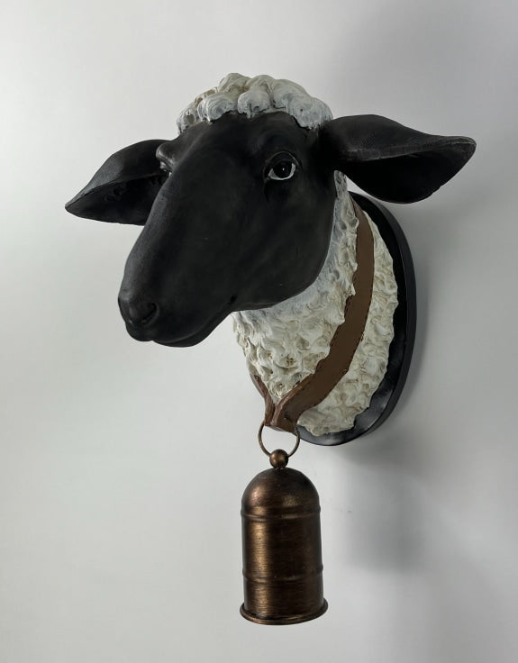 Large Sheep with Bell Wall Head - Quirky Resin Wall Decor | Sign of the times Stoke