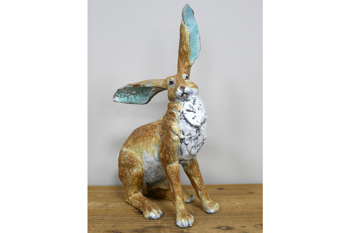 Sitting Hare Sculpture – Delightful Resin Hare Ornament | Sign of the times Stoke