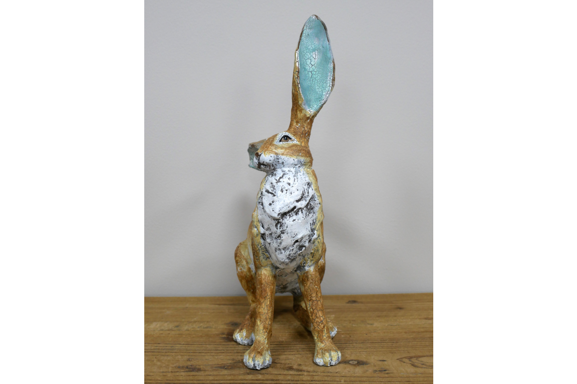 Sitting Hare Sculpture – Delightful Resin Hare Ornament | Sign of the times Stoke