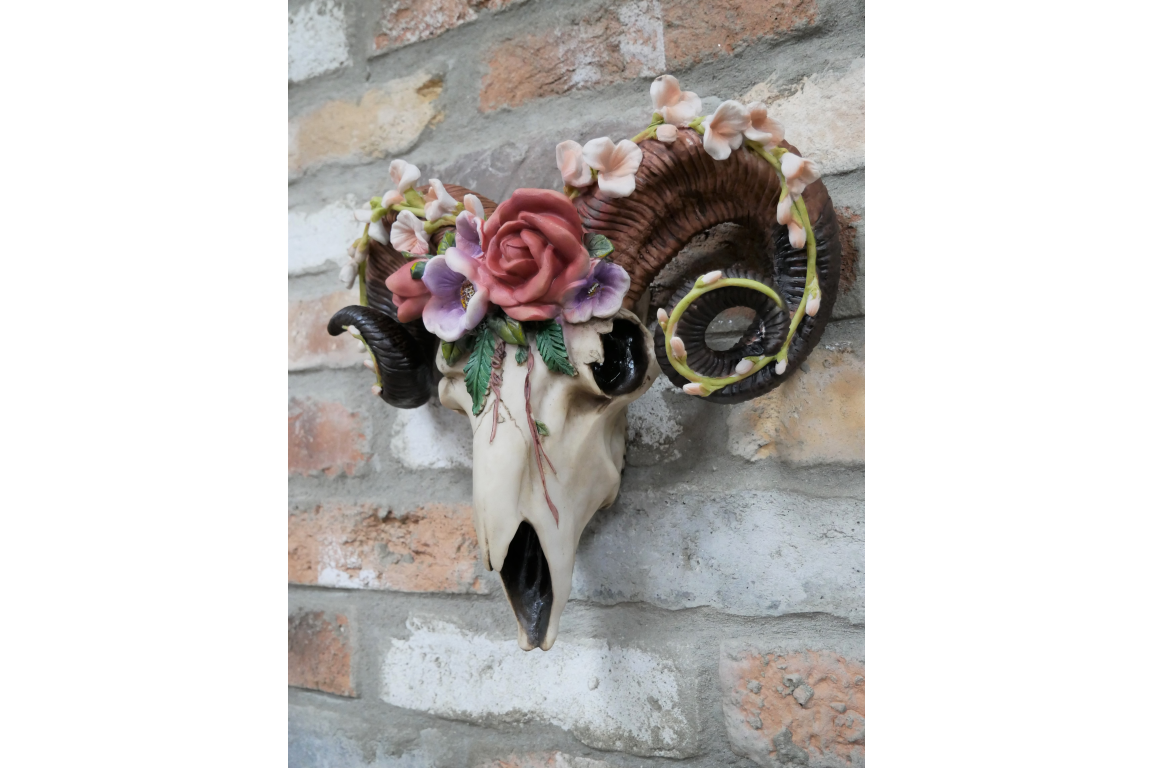 Floral Ram Skull Wall Head – Rustic Wall Décor with Intriguing Charm | Sign of the times Stoke