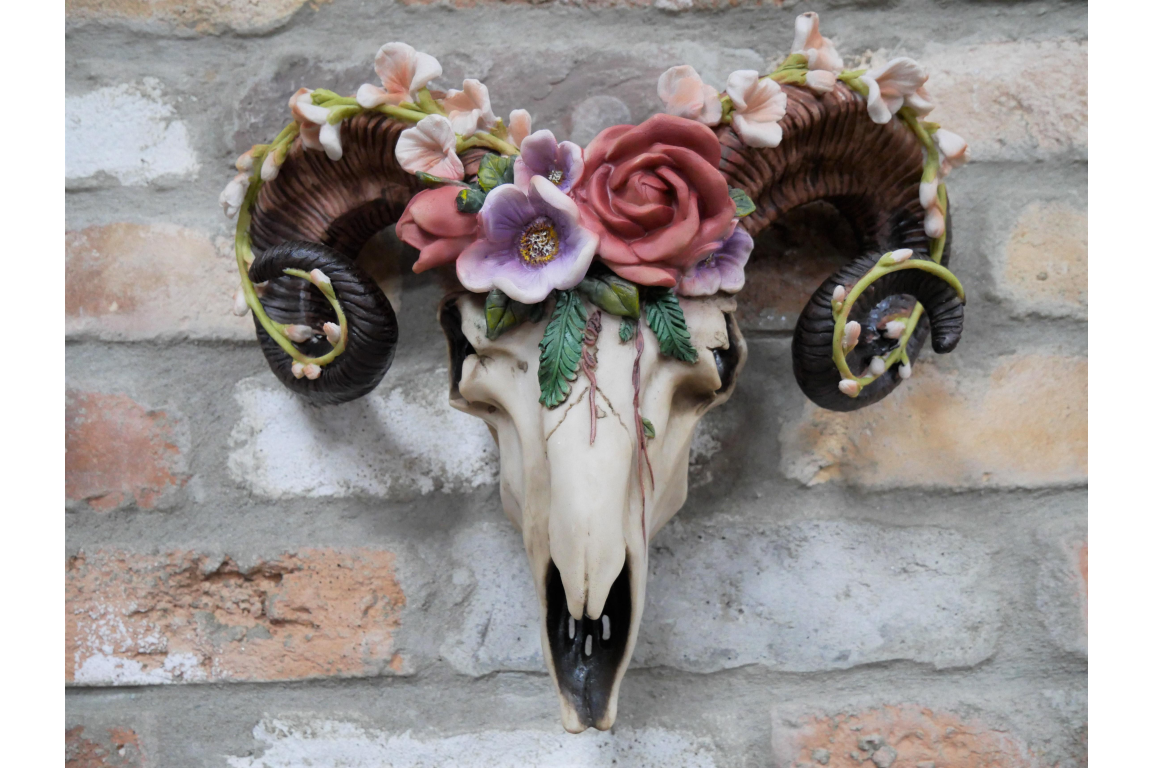 Floral Ram Skull Wall Head – Rustic Wall Décor with Intriguing Charm | Sign of the times Stoke