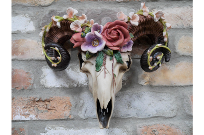 Floral Ram Skull Wall Head – Rustic Wall Décor with Intriguing Charm | Sign of the times Stoke