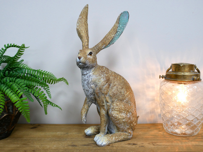 Small Sitting Hare Sculpture – Delightful Resin Hare Ornament | Sign of the times Stoke
