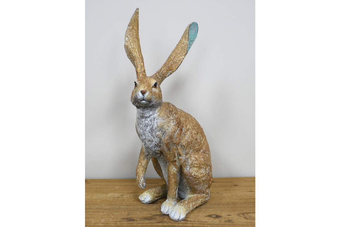 Small Sitting Hare Sculpture – Delightful Resin Hare Ornament | Sign of the times Stoke