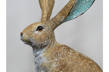 Small Sitting Hare Sculpture – Delightful Resin Hare Ornament | Sign of the times Stoke