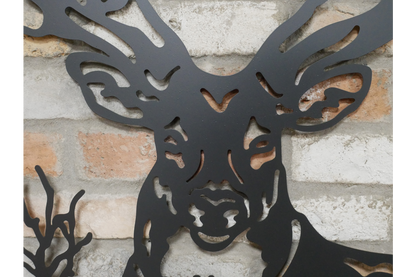 Stags Head Metal Wall Decoration - Elegant Black Wall Art for Outdoor Spaces | Sign of the times Stoke