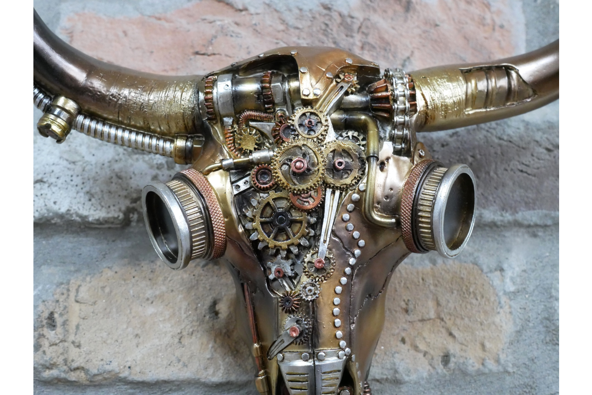 Steampunk Skull Ornament | Gothic Industrial Decor with Mechanical Detail | Sign of the times Stoke