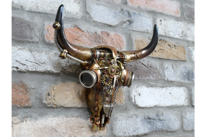 Steampunk Skull Ornament | Gothic Industrial Decor with Mechanical Detail | Sign of the times Stoke