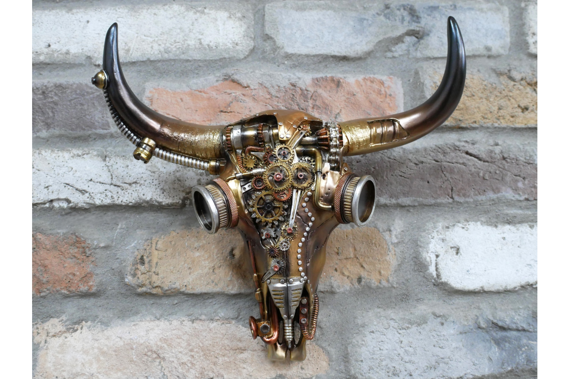 Steampunk Skull Ornament | Gothic Industrial Decor with Mechanical Detail | Sign of the times Stoke