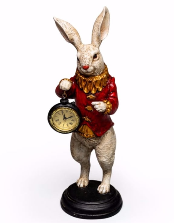The White Standing Clock Figure with Red Jacket | Sign of the times Stoke