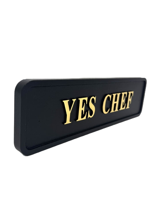 "Yes Chef" Wall Sign | Black & Gold Kitchen or Dining Room Decor | Sign of the times Stoke
