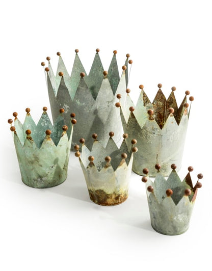 Set of 5 Oxidised-Metal Effect Crown Planters – Regal Garden & Home Décor | Sign of the times Stoke