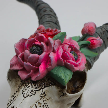 Goat Skull with Flowers – Decorative Wall Art Sculpture | Sign of the times Stoke