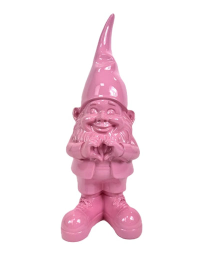 Medium Bright Pink "Heart Hands" Gnome Figure – Whimsical and Loving Decor | Sign of the times Stoke