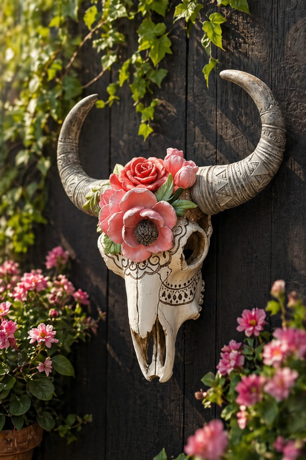 Ram Skull with Flowers – Hand-Painted Statement Wall Décor | Sign of the times Stoke