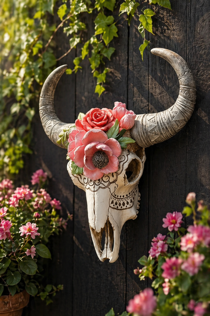 Ram Skull with Flowers – Hand-Painted Statement Wall Décor | Sign of the times Stoke