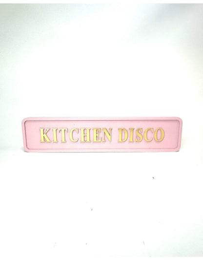 “Kitchen Disco” Wall Sign – Pink & Gold Fun Kitchen Décor | Sign of the times Stoke