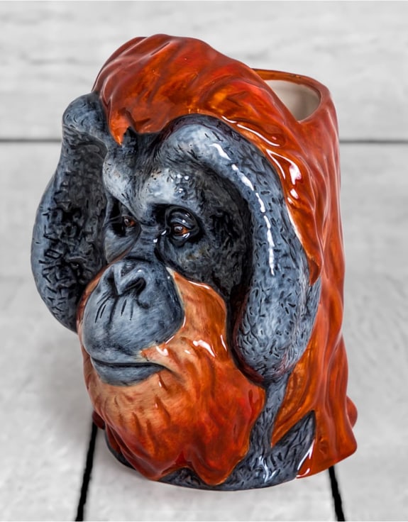 Hand Painted Ceramic Orangutan Head Storage Jar / Vase – Unique Statement Décor | Sign of the times Stoke