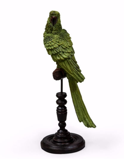 Green Parrot on Perch Figure – Exotic Tropical Bird Decor | Sign of the times Stoke