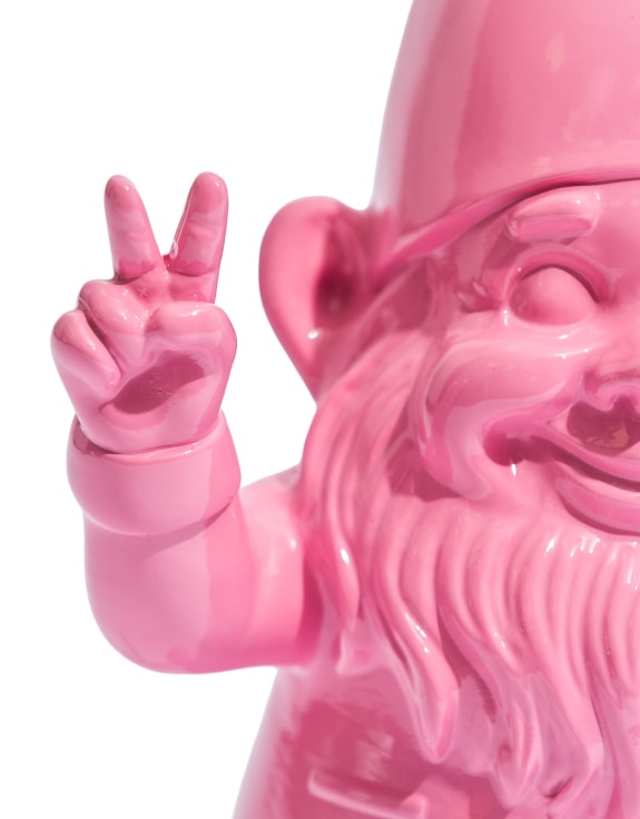 Medium Bright Pink “Peace” Gnome Figure – Colourful Decorative Garden Ornament | Sign of the times Stoke