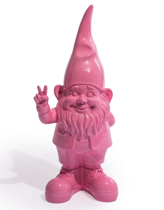 Medium Bright Pink “Peace” Gnome Figure – Colourful Decorative Garden Ornament | Sign of the times Stoke