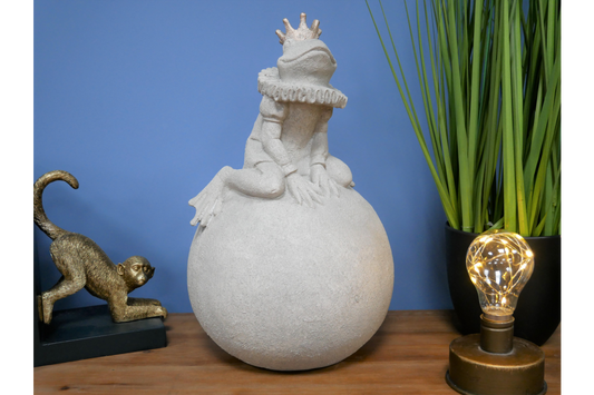Queen Frog on Ball Sculpture - Resin Frog with Concrete Finish | Sign of the times Stoke