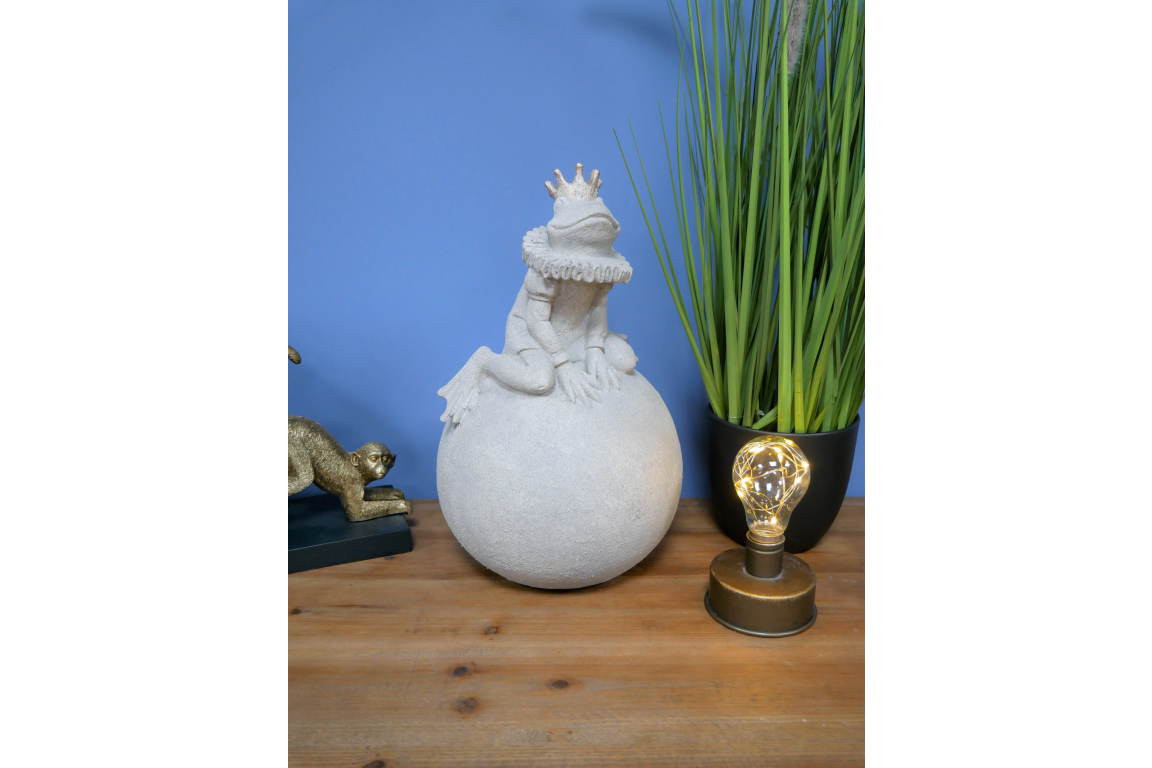 Queen Frog on Ball Sculpture - Resin Frog with Concrete Finish | Sign of the times Stoke