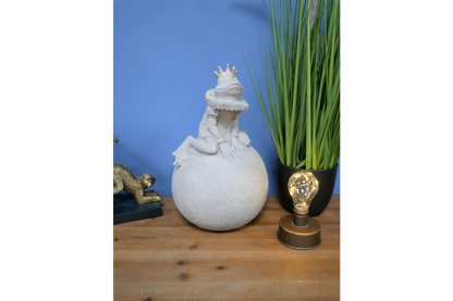 Queen Frog on Ball Sculpture - Resin Frog with Concrete Finish | Sign of the times Stoke