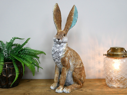 Delightful Hare Ornament – Elegant Resin Animal Sculpture | Sign of the times Stoke