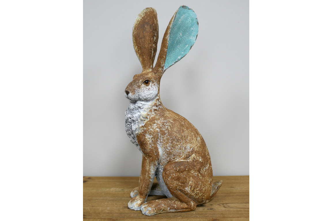 Delightful Hare Ornament – Elegant Resin Animal Sculpture | Sign of the times Stoke