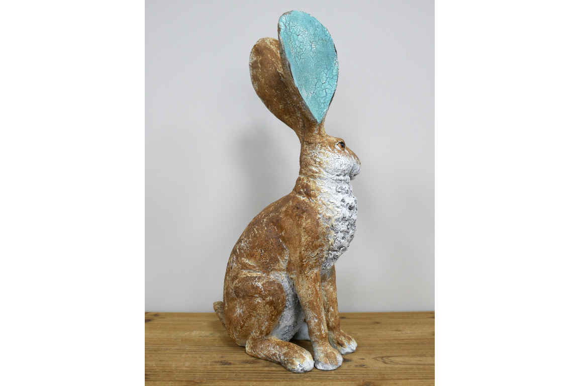 Delightful Hare Ornament – Elegant Resin Animal Sculpture | Sign of the times Stoke