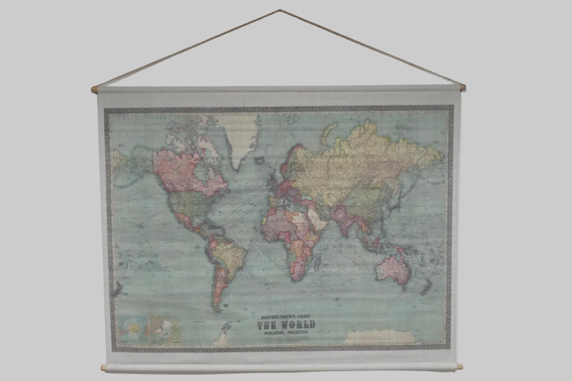 Large World Map Canvas Wall Art – Statement Global Map Print | Sign of the times Stoke
