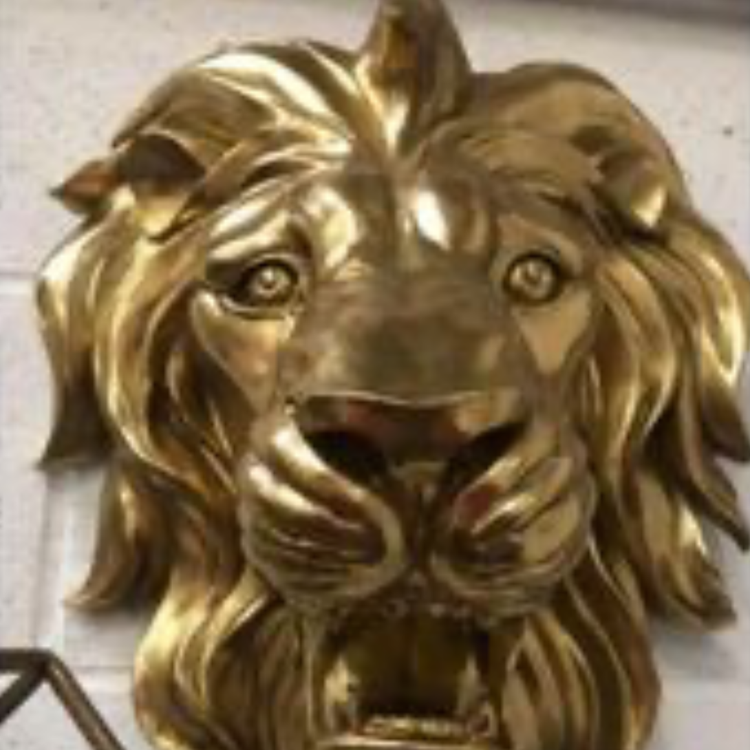 Gold Lion Wall Mount - Regal Golden Lion Head Decoration | Sign of the times Stoke